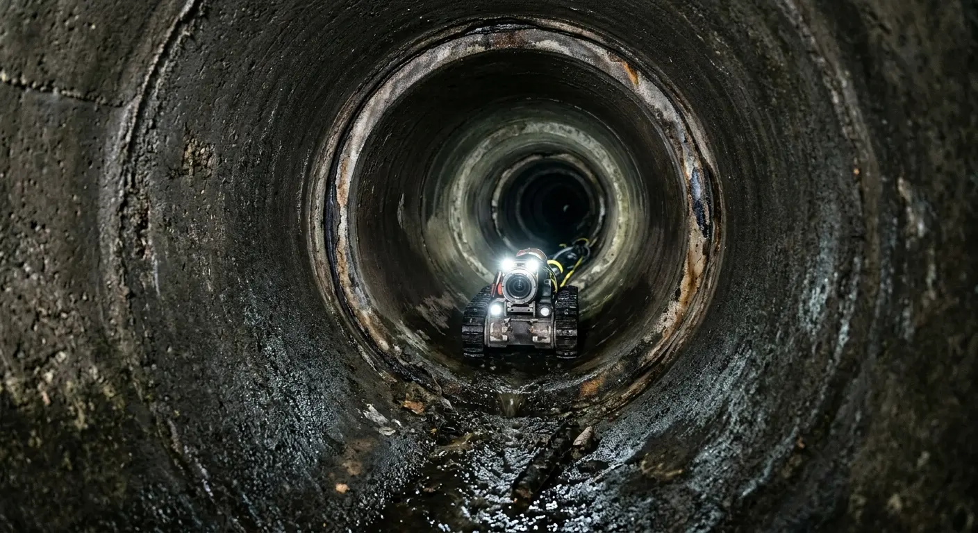 Robotic sewer camera inspecting pipe interior for Drain Snake Service in Ferry Pass